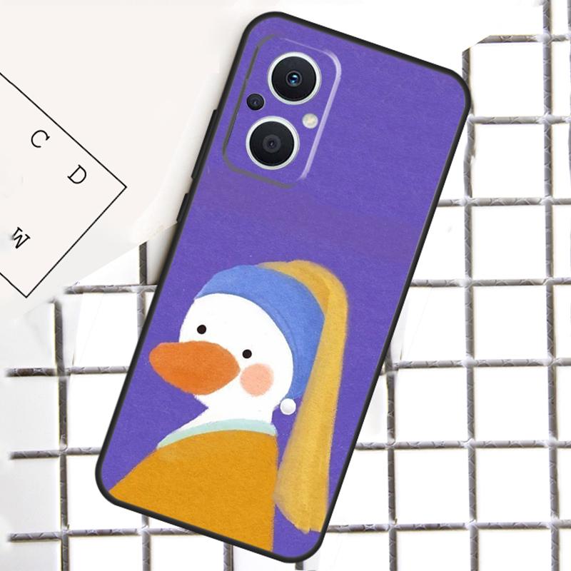 Мультяшная Милая Утка Животное Для OPPO Reno 14F 13F 12F 11F 10 11 12 13 14 Pro 7 8 Lite 8T OPPO Find X6 X5 X8 X9 Pro Чехол
