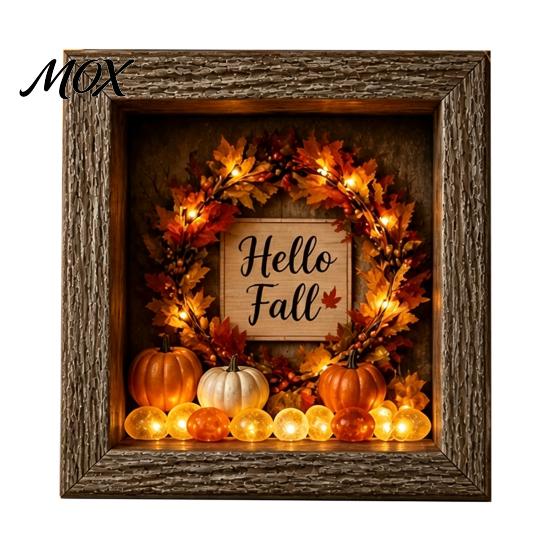 Decorative Seasonal Lights Halloween Lighted Frame Ornaments, Light Up Shadow Box, Warm Detailed Resin Ornaments Atmosphere LED for Home Living