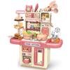 Hot Children‘s Play House Kitchen Dining Table Mini Food Cooking Simulation Sound Light Water Spray Cooking Set