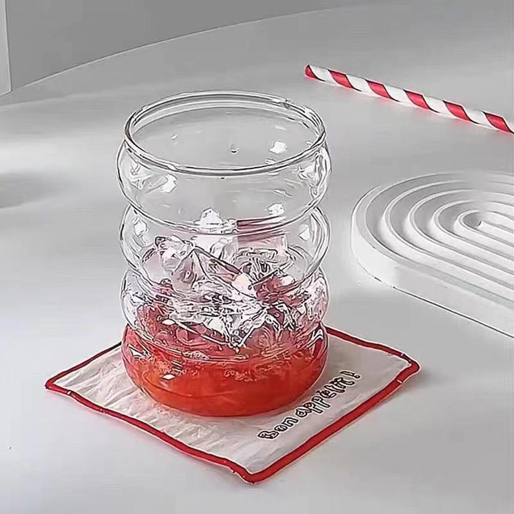 2 Pcs Glass Cups Set Drinking Glasses with Straw Creative Coffee Mug for Cocktail,Beer, Water,Soda,Tea- with Cleaning Brushe