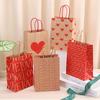 5/10pcs Kraft Paper Gift Bags with Handles Festival Supply Wedding Valentine Day Style LOVE Print High-capacity Storage Bag TMZ