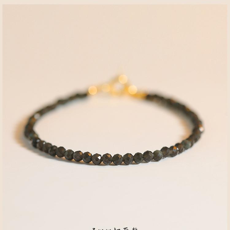 Натуральный крошечный блестящий гранат, жемчуг, черная шпинель, драгоценный камень, 3 мм, браслет из стерлингового серебра 925 пробы, застежка + 3 см