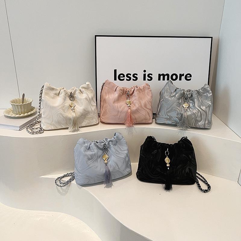 Модная сумка-ведро на шнурке, китайская сотня сумок, женская сумка через плечо с цепочкой, подвеска, украшение из искусственной кожи