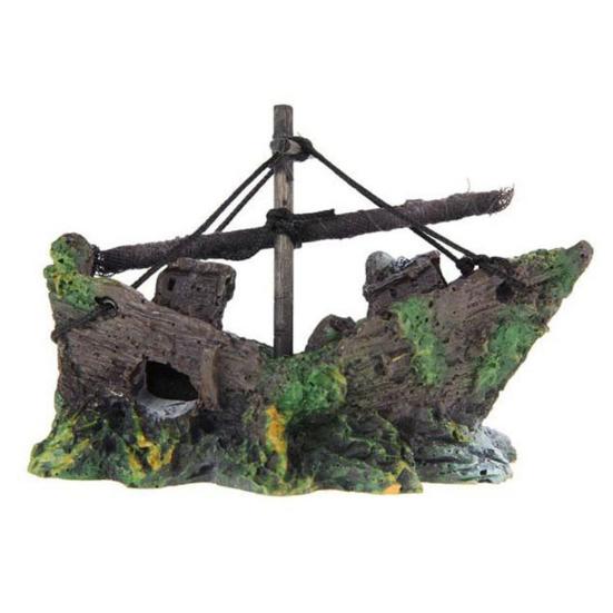 Resin Sailing Figurine Miniature Aquarium Boat Ship DIY Sunk Fish Tank Ornament For Home Garden Bedroom