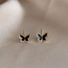 Korean Crystal Butterfly Stud Earrings Unique Black Color Enamel Geometric Personality Women Jewelry Gift