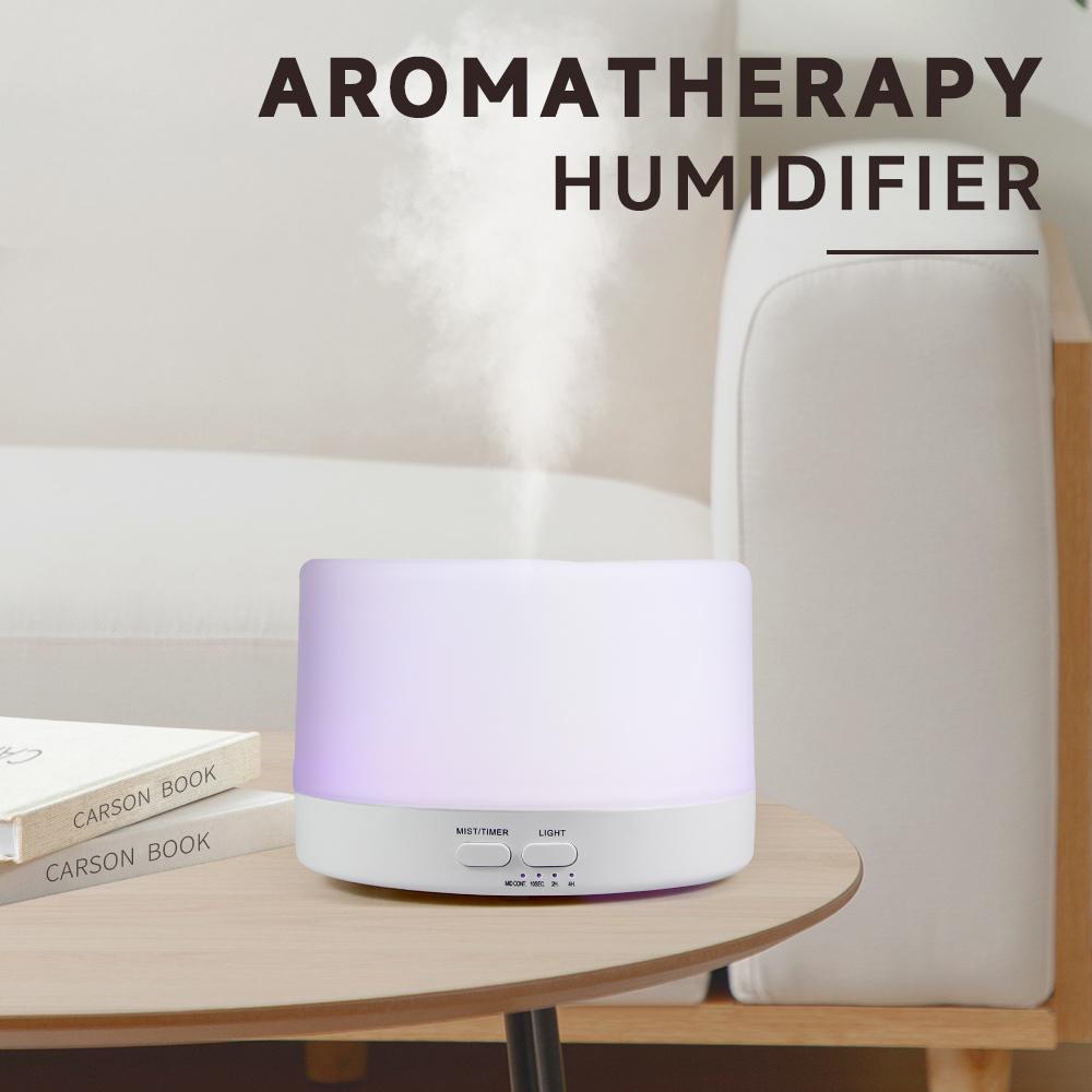 500ml Remote Control Essential Oil Diffuser Desktop Aroma Diffuser Mute Ultrasonic Air Humidifier with 7 Colors Night Light