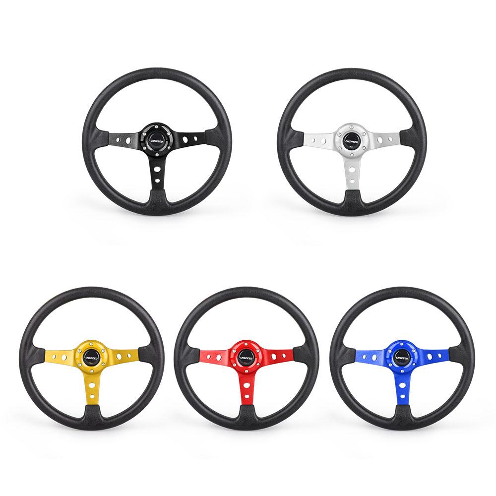 Deep Dish Corn Universal Racing PU Leather Steering Wheel 350mm 14inch Aluminum Alloy Auto Sport Drifting Steering Wheels 92mm