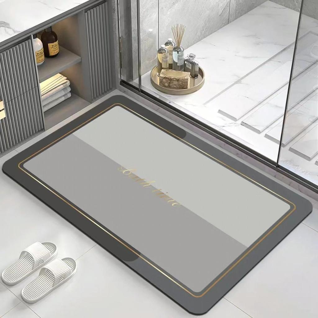 Light Luxury Modern Minimalist Home Bathroom Door Mat, Anti Slip and Absorbent Diatomaceous Earth Mat