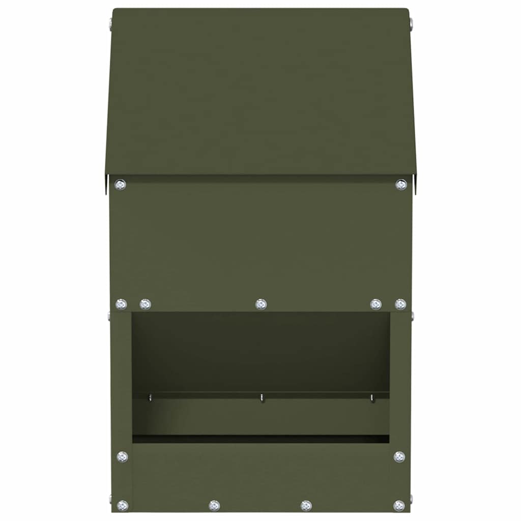 Chicken Feeder Olive Green 21 x 16 x 33 cm Cold Rolled Steel