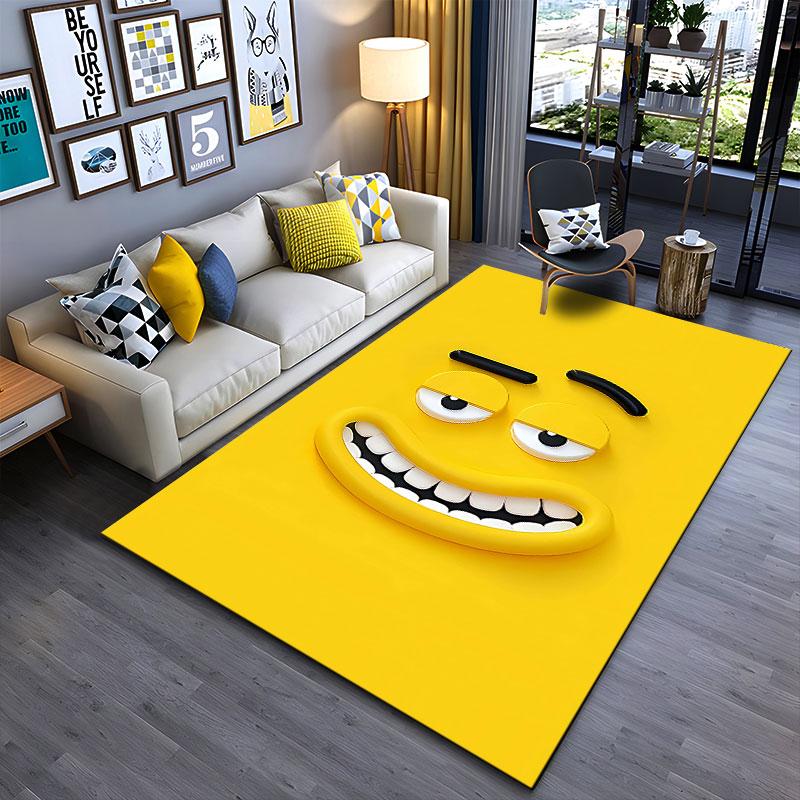 Funny Yellow Smiley Face Carpet suitable as a non-slip mat for the living room or bedroom sofa