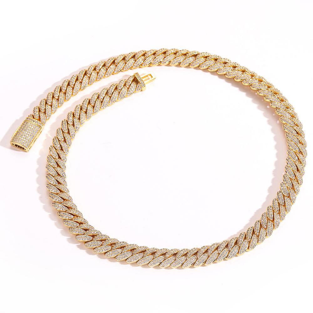 Hip Hop Jewelry 10/12/15/20mm Diamond Cuban Link Necklace for Men Silver Plated Miami Cuban Iced Out Cz Prong Cuban Link Chain