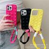 Minimalist Solid Color Drop-Proof Phone Case with Suction Cup Lanyard for iPhone 11/12/13/16 and 15 ProMax.