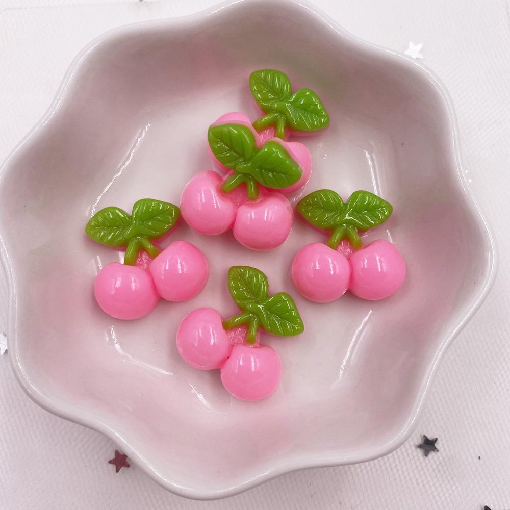 Resin Lovely Fruit Cherry Flatback Cabochon Stone Figurines Applique Home Decor Crafts 20pcs DIY Girl Bow Scrapbook Craft