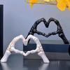 Skeleton Hands Heart Sculpture Gothic Love Gesture Statue Resin Heart Shape Skeleton Finger Gesture Figurine for Halloween Home Decor Gift