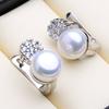 FENASY Natural Freshwater Pearl Earrings Silver Plate Fashion Cubic Zirconia Cilp Earrings for Women