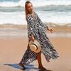 EDOLYNSA  Sexy  Striped Bikini Cover-ups Casual V-neck Side Split Summer Beach Dress Women Beach Wear Swim Suit Cover Up Q1297