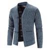 Knitted Cardigan with Thick Velvet for Men's Plus Size Top, Slim Fit Jacket, V-neck Knitted Sweater for Men