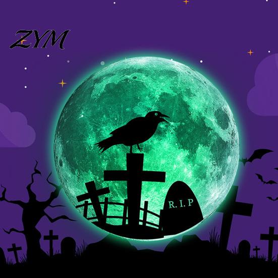 Luminous Window Decorations Halloween Glow in The Dark Wall Stickers, Moon Bat Tombstone Raven Removable Decoration Ghost Decals, Waterproof