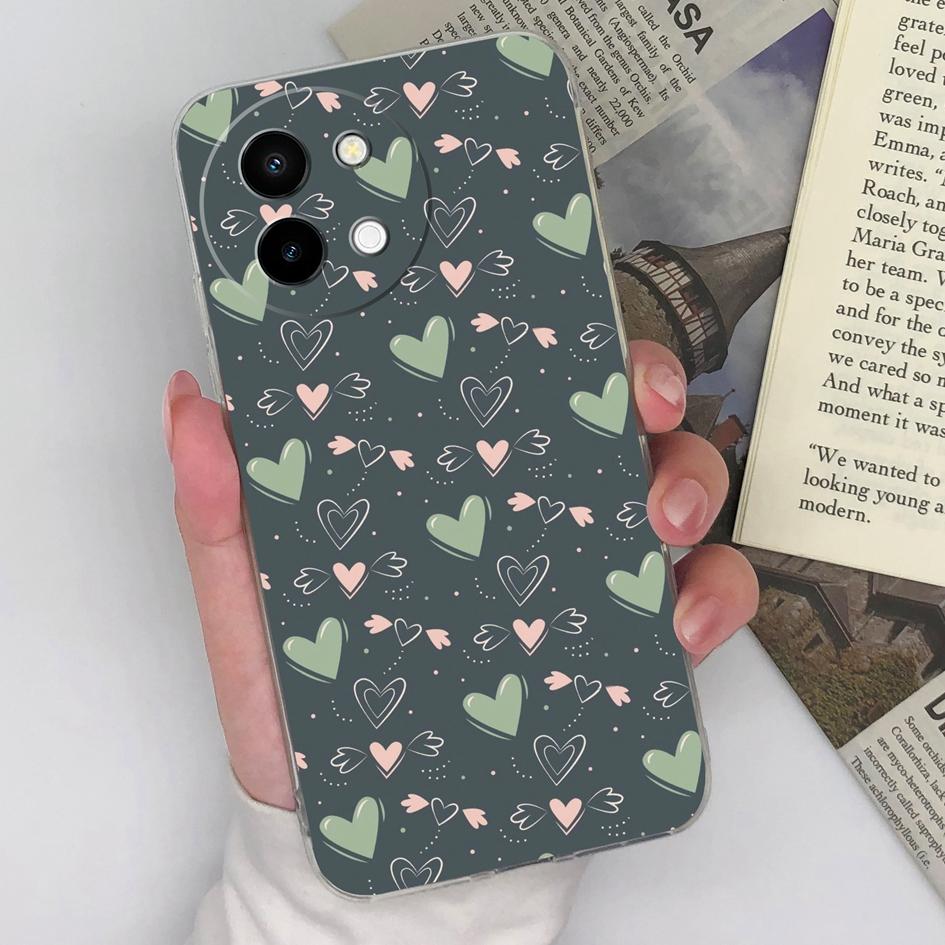 Для Vivo Y38 V40 Lite V30e Vivo Y200e 5G Y28 4G Vivo Y100 (ИДН) Задняя крышка силиконовый мягкий ТПУ прозрачный милый чехол медведь противоударные сумки для телефона для Vivo