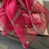 90x90cm Luxury Silk Scarf Pearl Beach Shawl Women Pearl Scarf