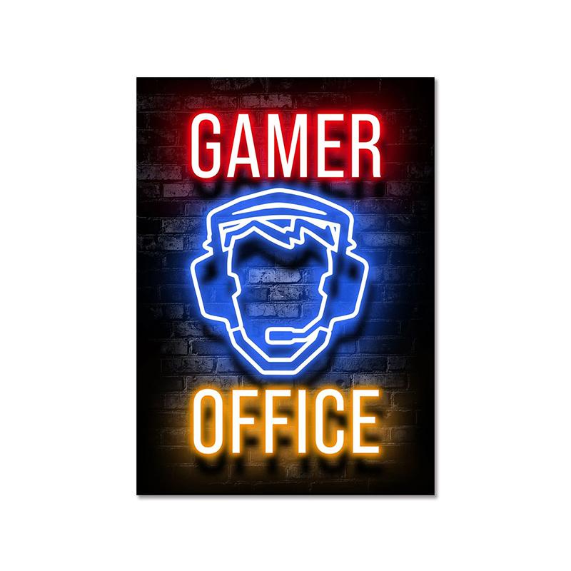 Модный ретро игровой неоновый постер и принты, современная картина на холсте, настенная художественная картина для мальчика-геймера, украшение для спальни, дома
