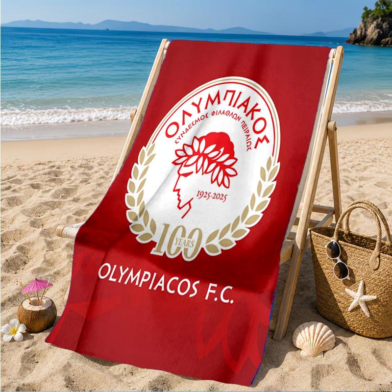 Olympiacos Fc: Red And Black Pride Beach Towel, Quick-drying, Easy to Care for, Suitable for Both Fitness and Beach Vacations,Sports Essential