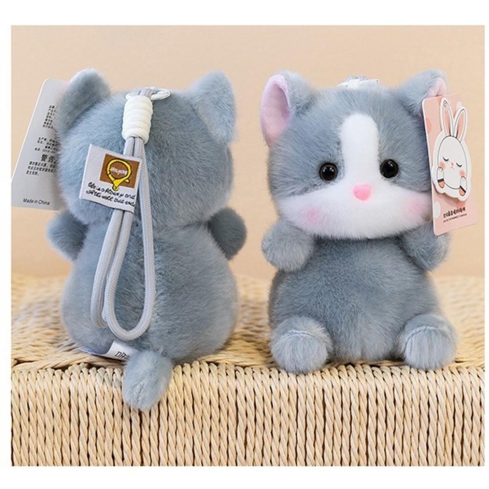 Stuffed Kitten Keychain 15cm Fluffy Bag Charm Cute Bag Pendant  for Backpack