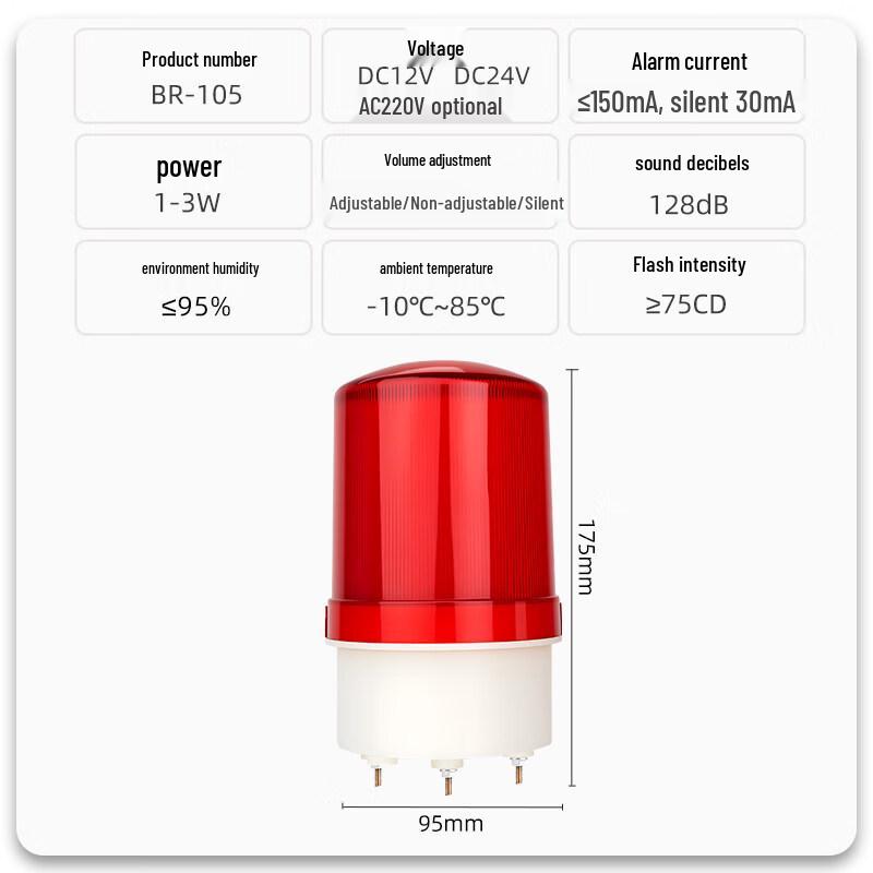 MDNG Baorui Magnetic LED Rotating Sound & Light Alarm CN plug (adapter included)