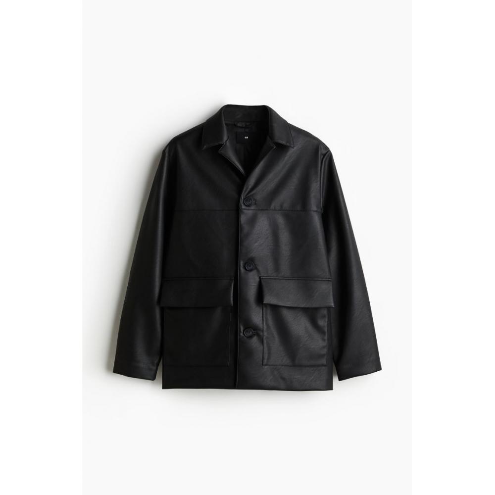 Куртка-рубашка с покрытием HM Regular Fit, черная