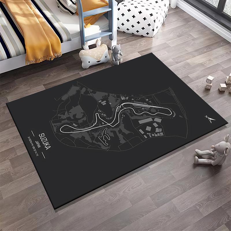 Suzuka Circuit Map Design Rug Non-slip rug suitable for living room and bedroom sofas