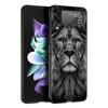 Lion Wild Animals Phone Case For Samsung Galaxy Z Flip3 Flip4 Flip5 Shell For Z Flip 3 Flip 5 4 5G Black Hard Folding Cover