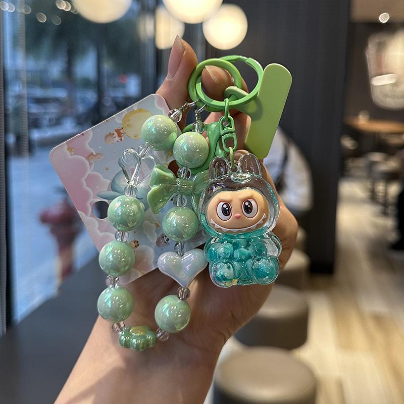 Пропитанная маслом цветная ткань с бусинами Лабубу, Чехол для телефона, Цепочка из бусин, Кукла, Школьный рюкзак, Бутылочка с песком, Маленький кулон в подарок