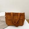 Vintage Corduroy Tote Bag Elegant Casual Underarm Bag Simple Multi-pocket Shoulder Bag  Holiday