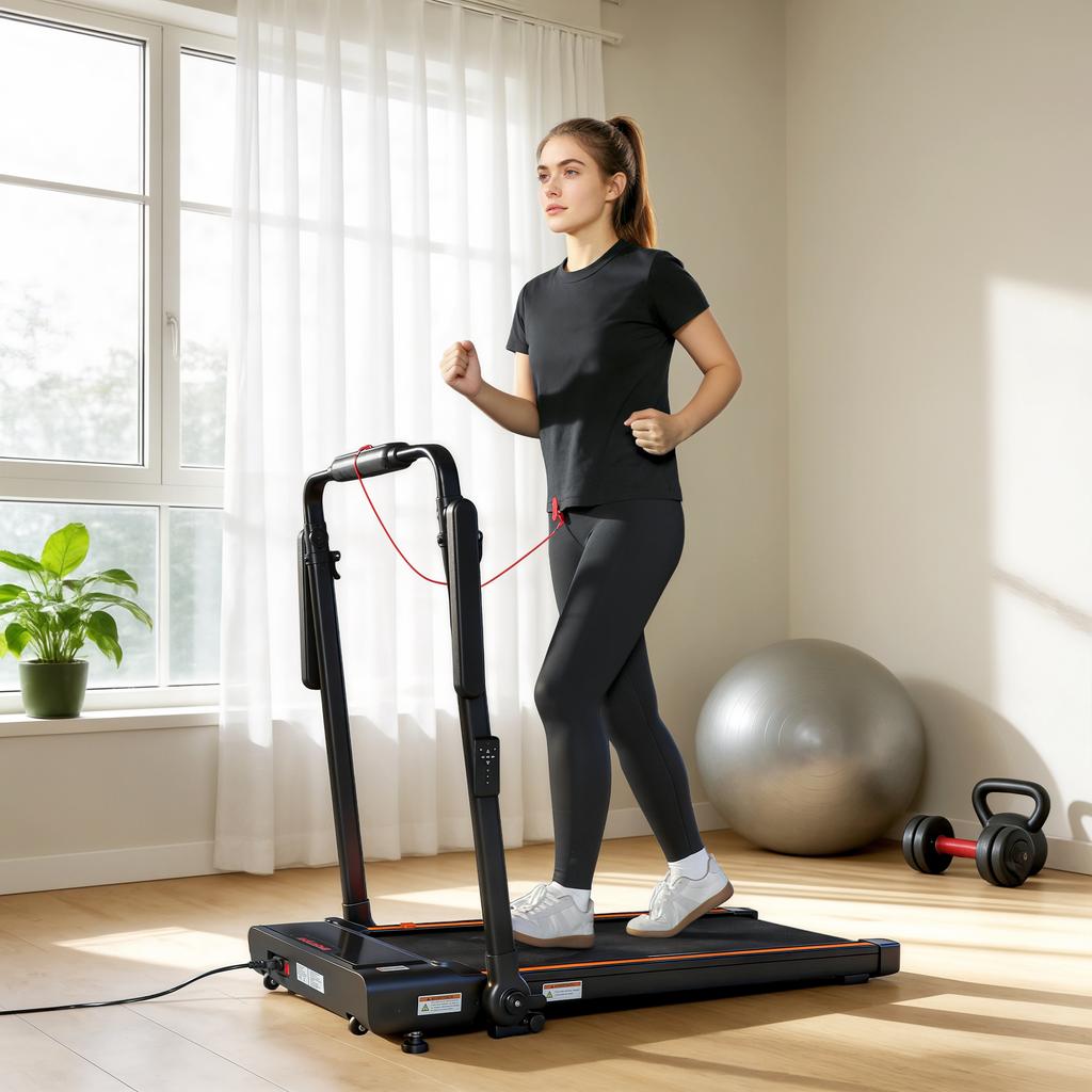 Foldable Treadmill With Removable Desk 2.5HP 1 12 KM H LED Display Handlebar And Mobile Phone Holder Black