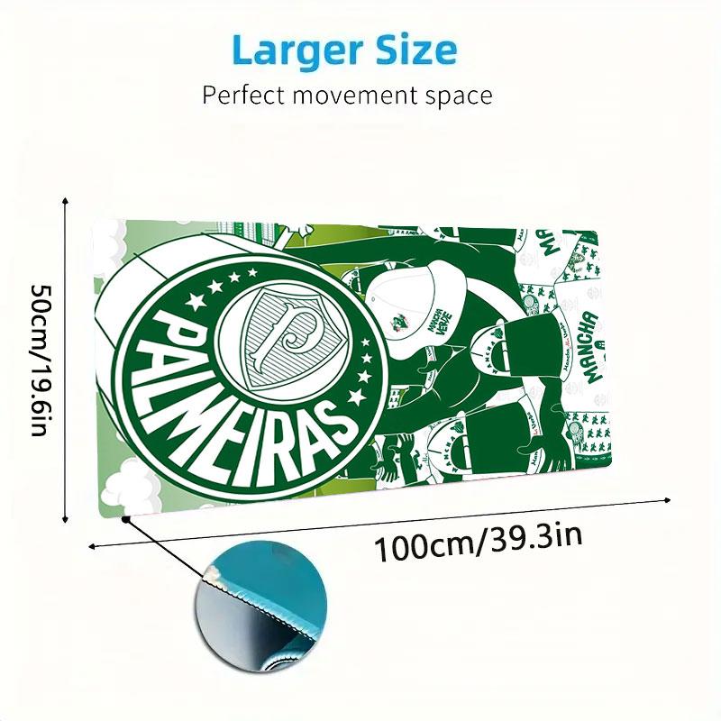 Palmeiras FC Mouse Pad, Large Gaming Desk Mat, Non-slip XXL Mousepad for Laptop & Tablet, Mini PC Playmat with Stitched Edges