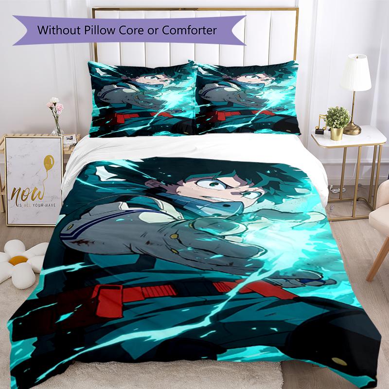 3pcs My Hero Academia Bedding Set Duvet Cover Closure Includes 1 Duvet Cover & 2 Pillowcases, Soft and Comfortable for All Seasons.