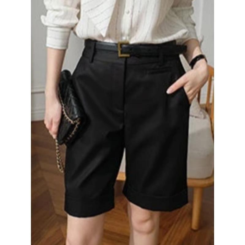 Fashion Women's Shorts High Waist Knee Length Straight Pants Korean Summer Shorts for Women White Office Shorts for Women