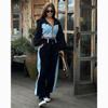 Autumn Women's Fashion Casual Denim Patchwork Hooded Top and Trousers Suit
