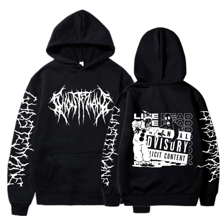 Худи Ghostemane с принтом на обоих рукавах Мужская Мода Хип-Хоп Металл Рок Худи Готическое Оверсайз Толстовка Спортивный костюм Уличная одежда