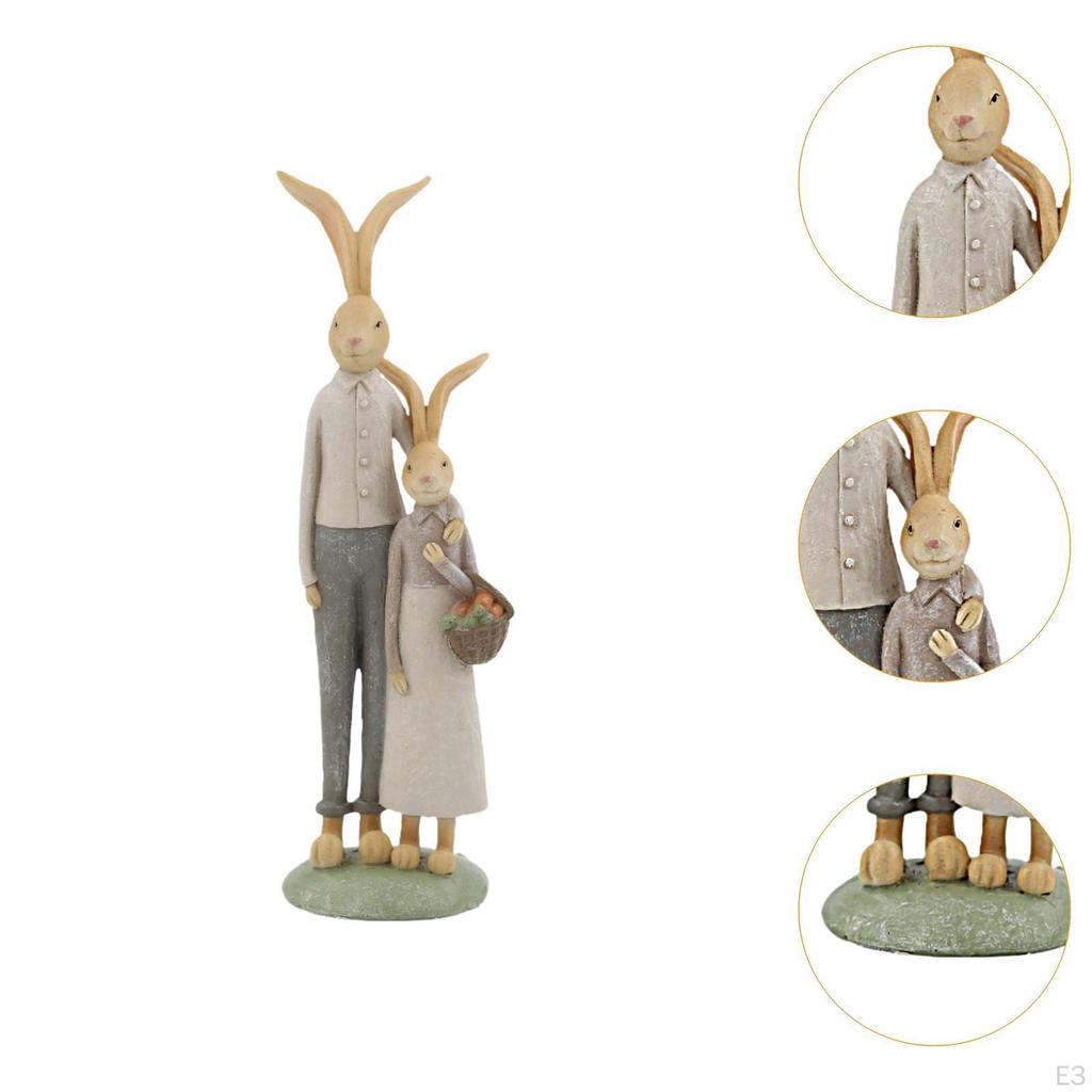 Смоляная фигурка Зайчиной семьи для декора полки бонсай