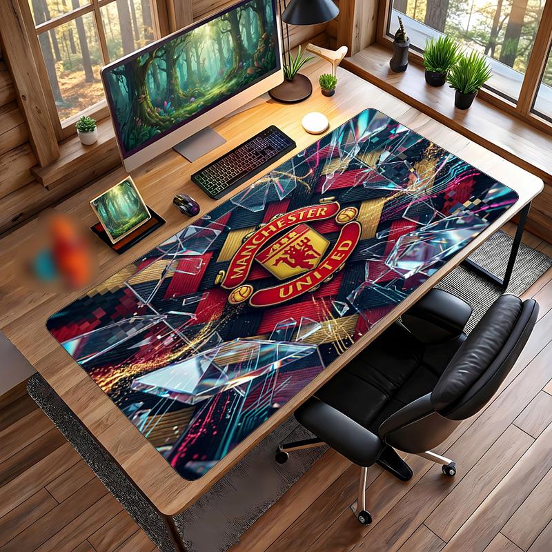 Большой игровой коврик для мыши Manchester United, нескользящий, мягкая резина, для офисного стола, ноутбука, компьютера, Декор