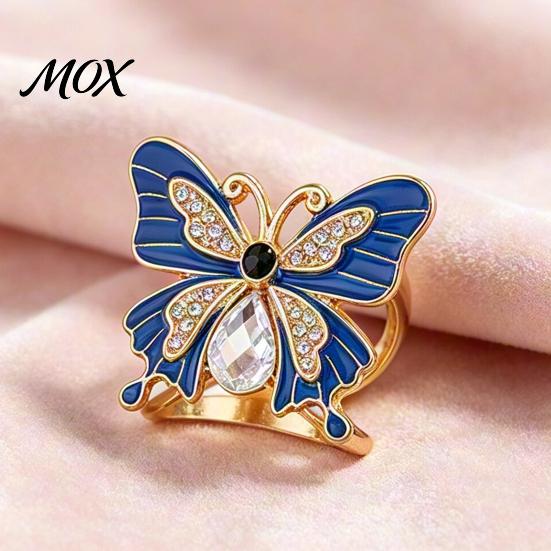 Rhinestone Scarf Ring Enamel Butterfly Ring, Sparkling Slide Buckle Retro Elegant Wrap Holder for Women Neckerchiefs Scarves Shirts Vintage Style