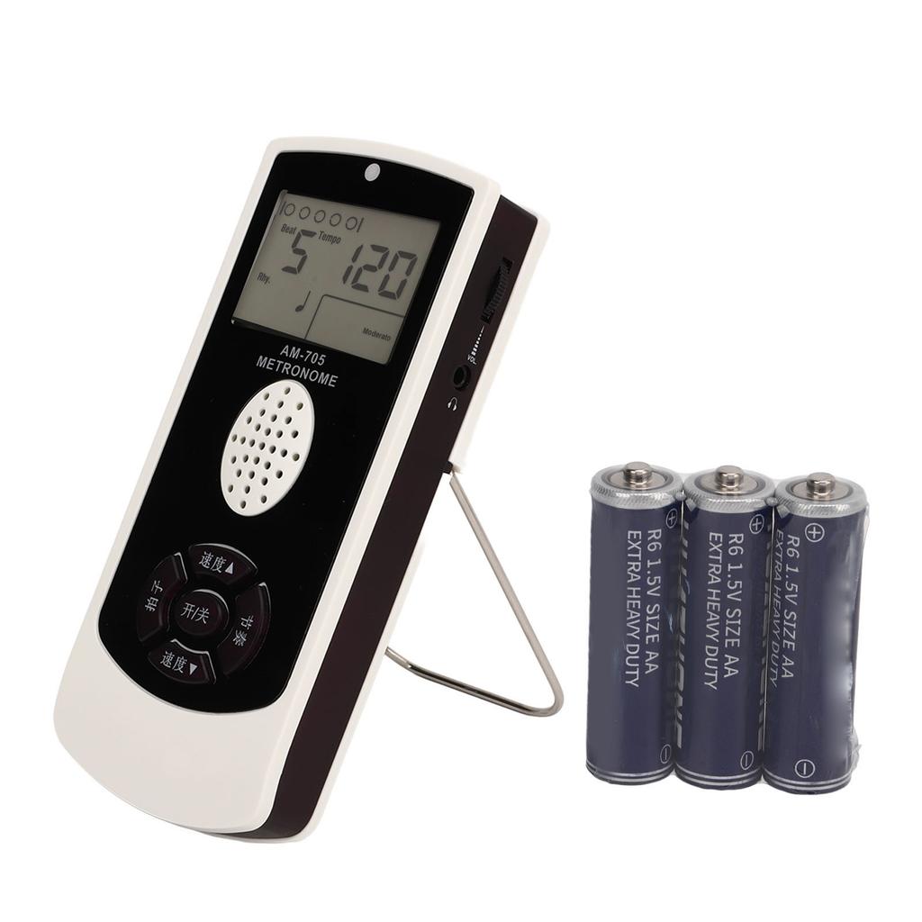 White Electronic Metronome 1800mah LCD Digital Display Universal Guitar Piano Saxophone Vocal Metronome
