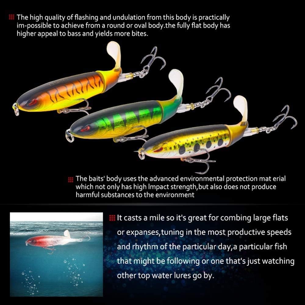 Whopper Popper Lures Kit Floating Surface 360° Rotating Tail Topwater Crankbaits Bass Fishing Lures Trout Artificial Spinnerbaits