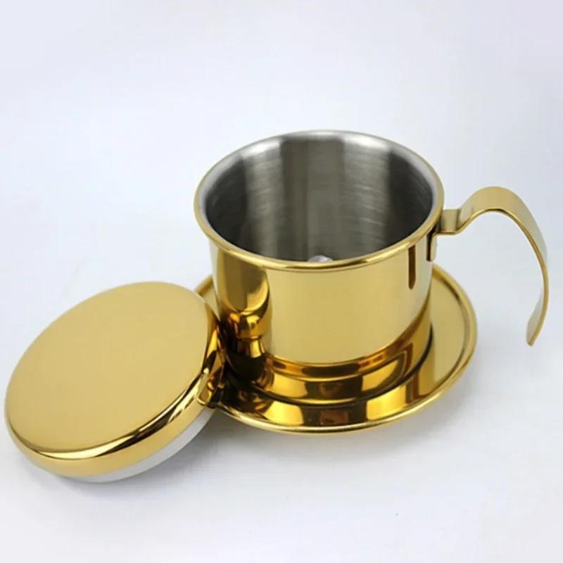 Vietnamese Pot 304 Stainless Steel Hand-pour Pot Drip Coffee Pot Hand Brewing Pot Filter Drip Filter Office Coffee Brewing Tool