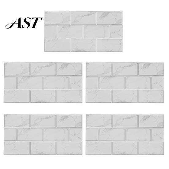 Peel Stick Tile Stickers 5Pcs Vintage Brick Stickers, Waterproof Oil?Proof Wallpaper, Flexible PVC Wall Tiles & Backsplash for Kitchen Living