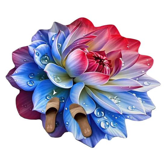 Цветочный коврик для пола Нескользящий Впитывающий коврик для ванной Декоративный 3D Реалистичный узор Цветочный коврик для гостиной Ванной Кухни