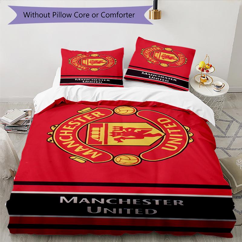 Manchester Crest Themed Bedding 3Pcs Duvet Cover Set Decorative Bed Linen For Teen Room Home Decoration