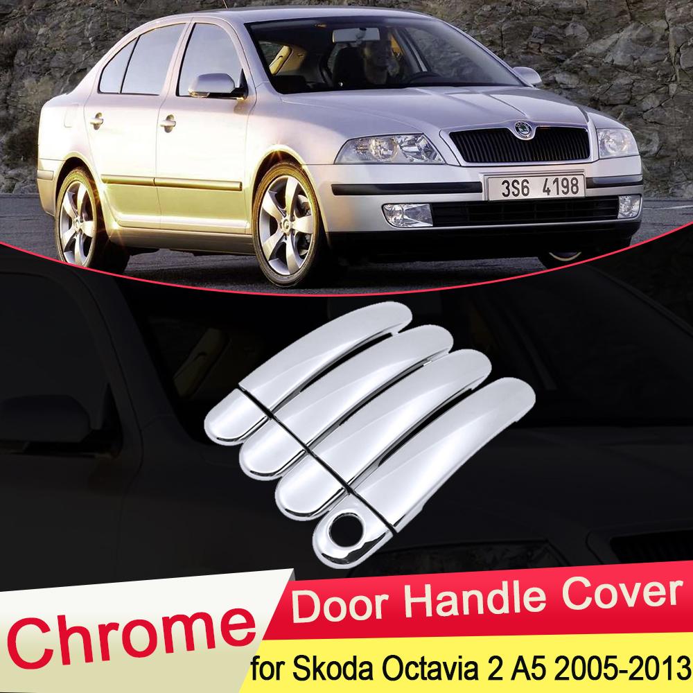 Хромированная крышка дверной ручки для Skoda Octavia 2 A5 MK2 1Z 2005 2006 2007 2008 2009 2010 2011 2012 2013, автомобильные аксессуары