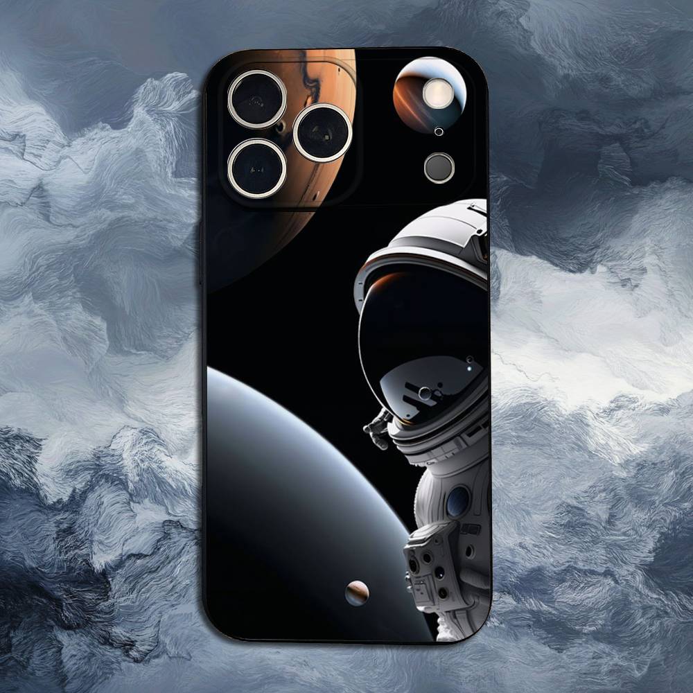Милый Астронавт Для iPhone 12,14,13,15,16,11,17,X,Mini,XR,SE,XS,Plus,Pro,Max,8,7,Мягкий Силиконовый Черный Чехол